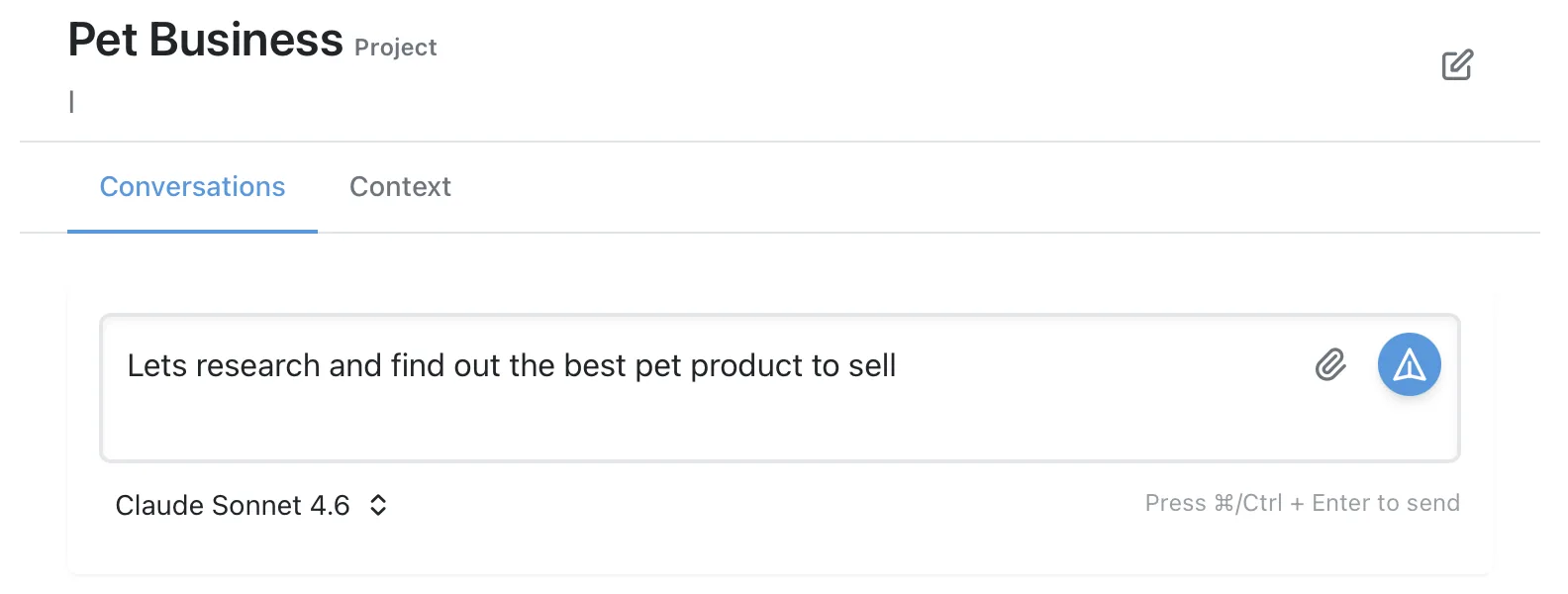 conversation view with model selector