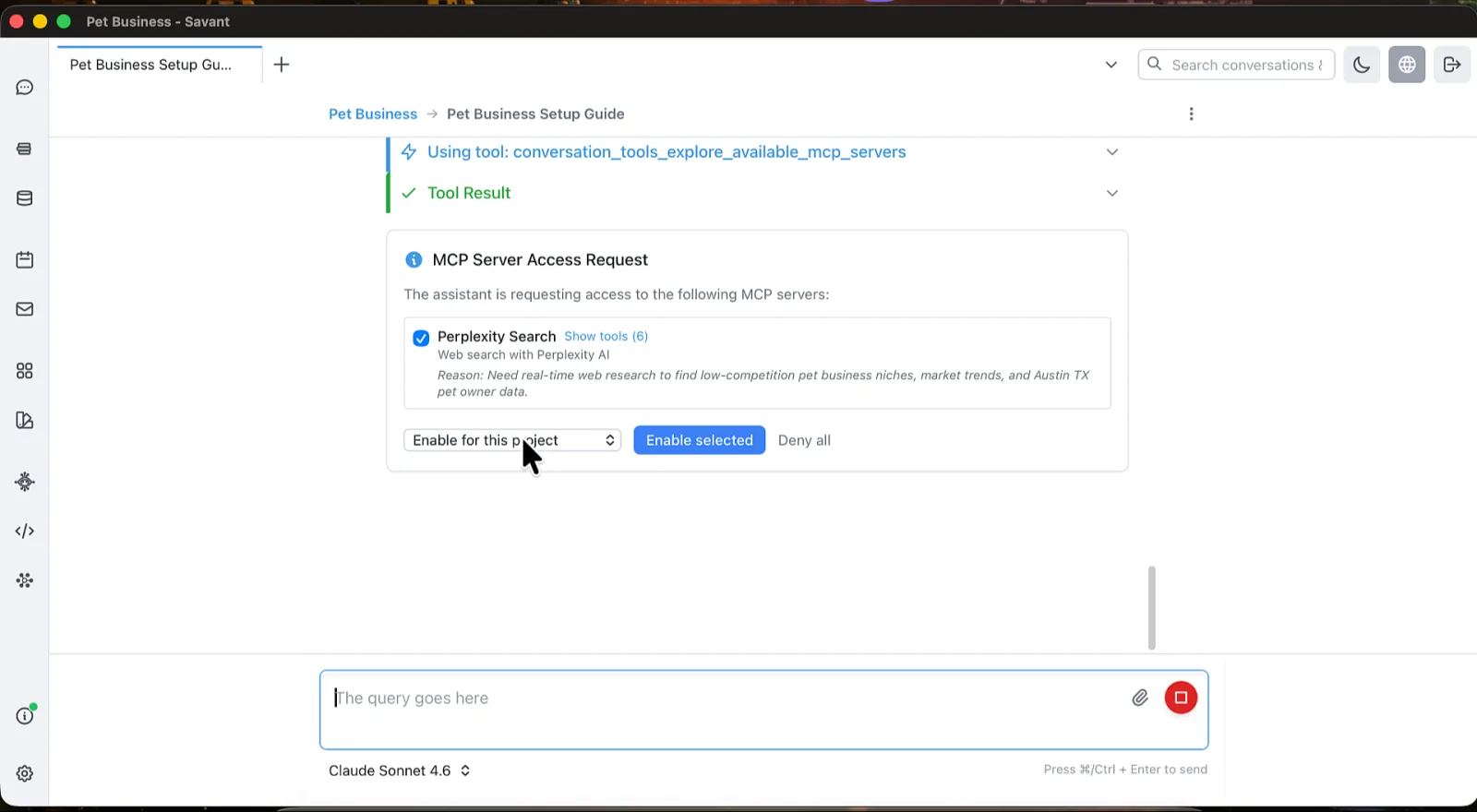 inline MCP approval card in a conversation