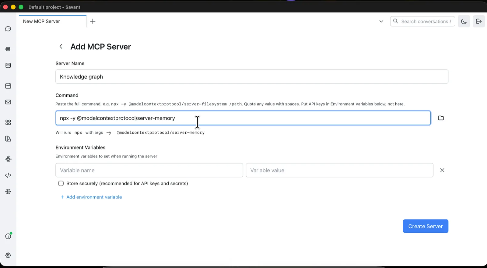 external MCP server configuration