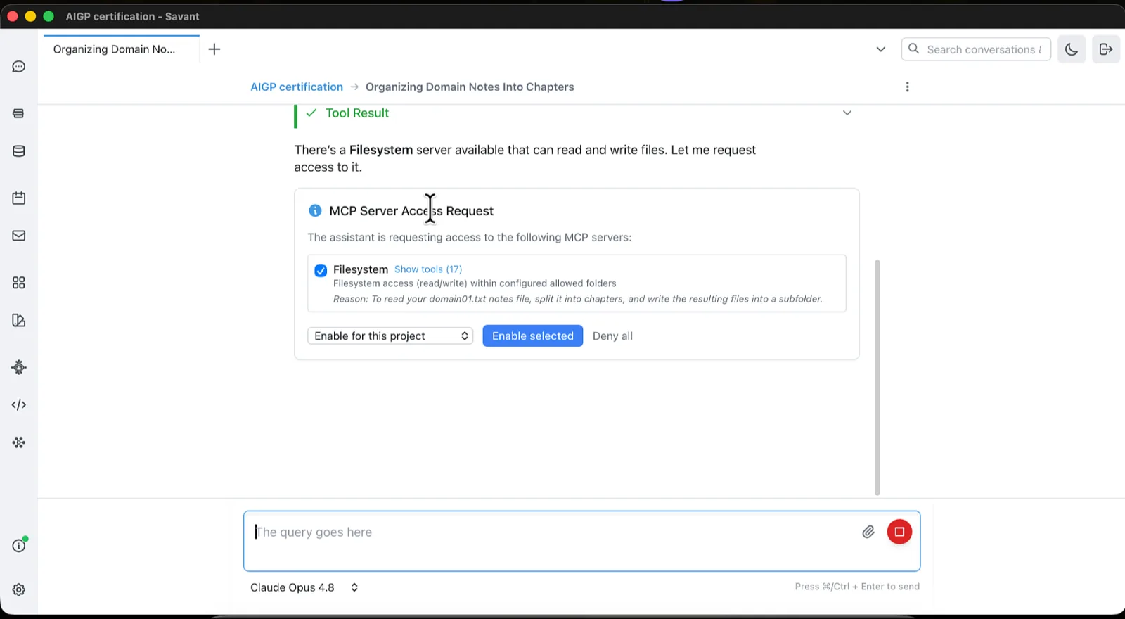 inline folder-access approval card