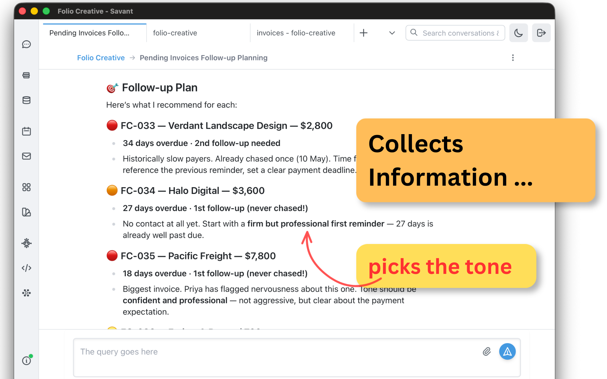 Rolltop collects the information and picks the right tone